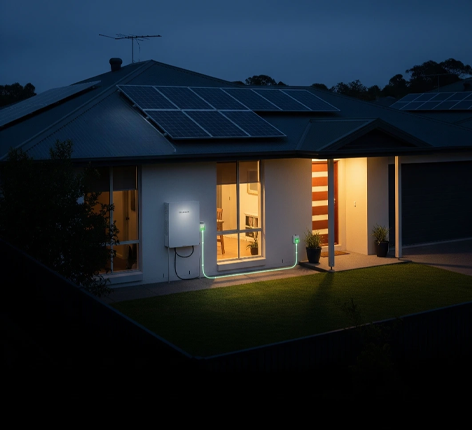 house with a solar panel and battery use in during blackout