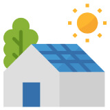 solar power system image with sun and home